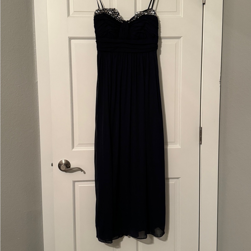 navy blue strapless prom homecoming formal dress size 9